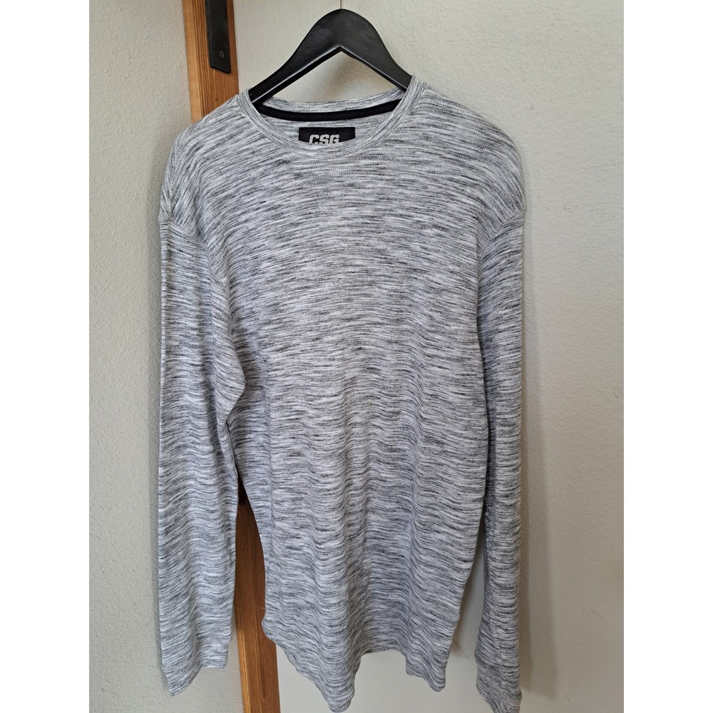 Old Navy Mens Long Sleeve Thermal Shirt Gray White Space Dye XL/T